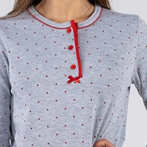 Pijama mujer abierto manga larga algod&oacute;n poli&eacute;ster