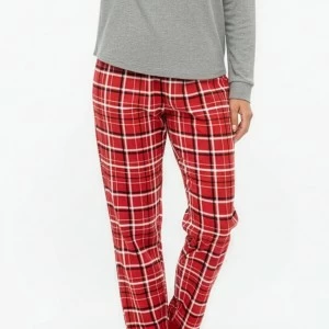 Pijama mujer manga larga pantal&oacute;n cuadros
