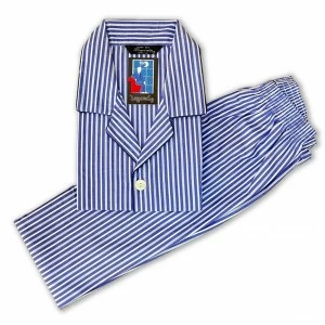 Pijama hombre en tela de rayas de algod&oacute;n