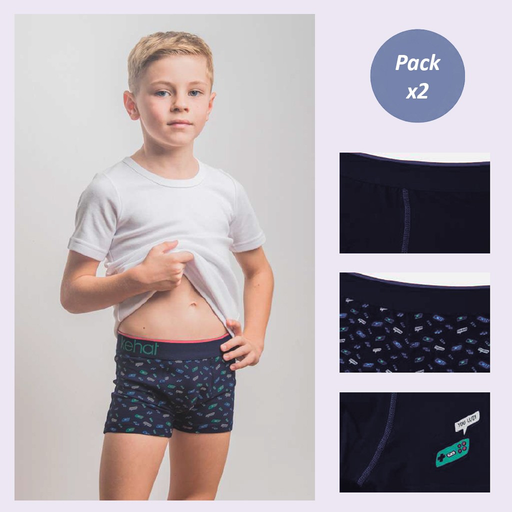 Boxer ni&ntilde;o algod&oacute;n elastico fantasia pack x2 