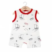 Pelele beb&eacute; algod&oacute;n estampado marinero