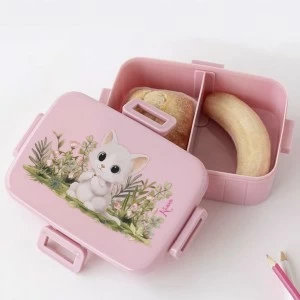 Vajilla t&aacute;per bebe rosa colecci&oacute;n gatito 