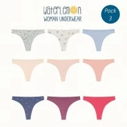 Tanga algod&oacute;n el&aacute;stico pack x 3 estampado