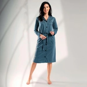 Vestido bata de mujer abierto con botones