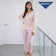 Pijama mujer algod&oacute;n manga larga