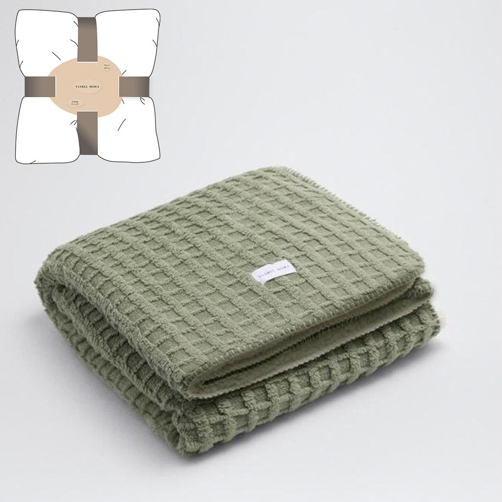 Manta sofa kaki coralina suave forro borreguillo 