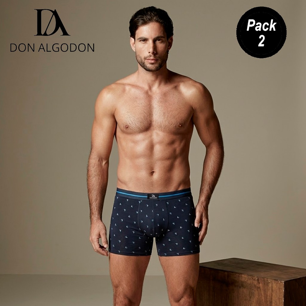 Boxer hombre paxk x2 fantasia lunas + liso