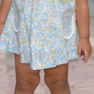 Vestido bebe sin mangas estampado flores y lazo