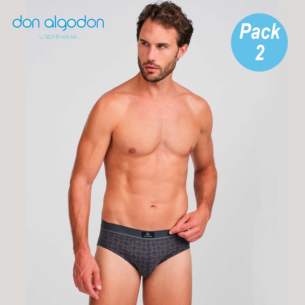 Slip hombre algodón elástico pack2 liso/estampado