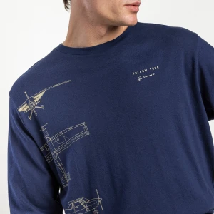 Pijama largo hombre algod&oacute;n azul