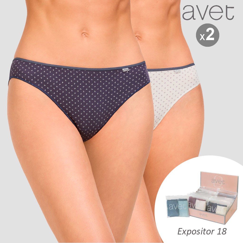 Braga bikini mujer algodón pack 2 expositor 18 std
