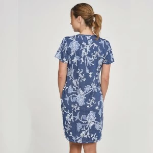 Vestido mujer abierto manga corta textura flores 