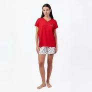 Pijama mujer manga corta cuello botones