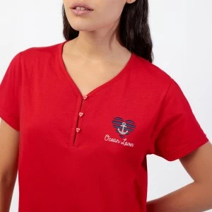 Pijama mujer manga corta cuello botones