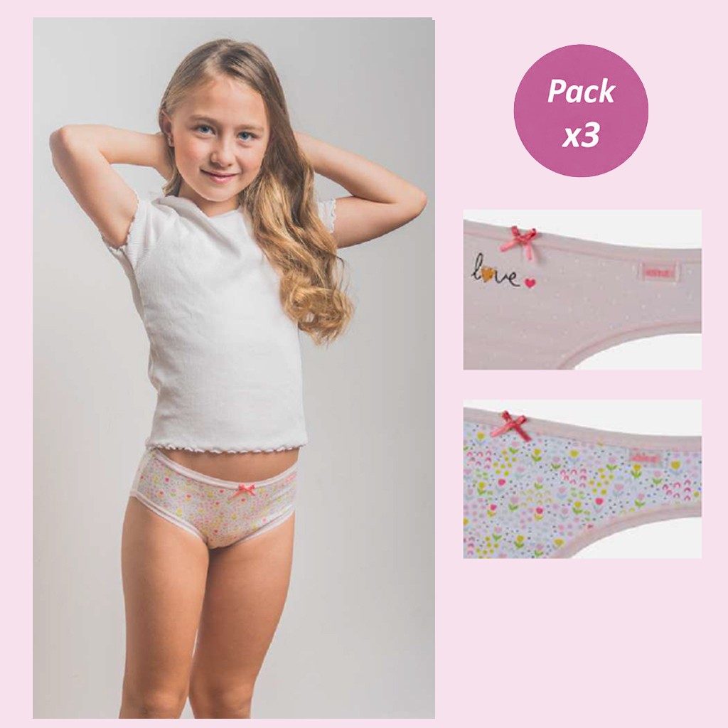 Braga ni&ntilde;a pack x2 estampada algod&oacute;n
