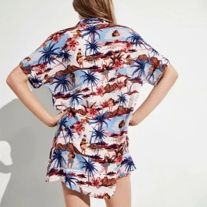 Camisola mujer abierta estampada 
