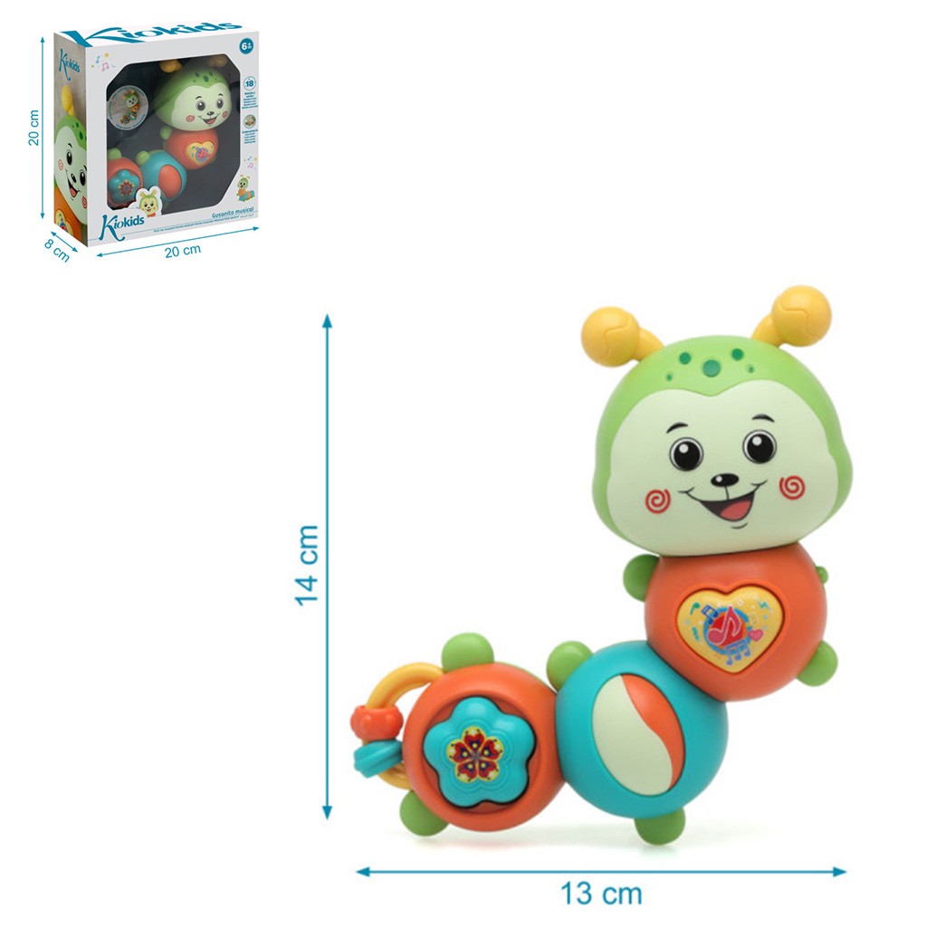 Juguete gusano musical de vivos colores + 12 meses