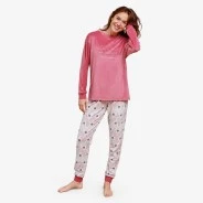 Pijama coralina mujer manga larga