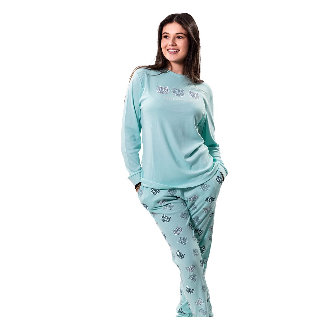 Pijama manga larga mujer algodón estampado