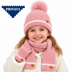 Conjunto infantil gorro pompom, bufanda y guantes