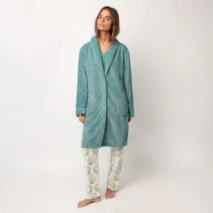 Bata mujer verde agua tejido coralina