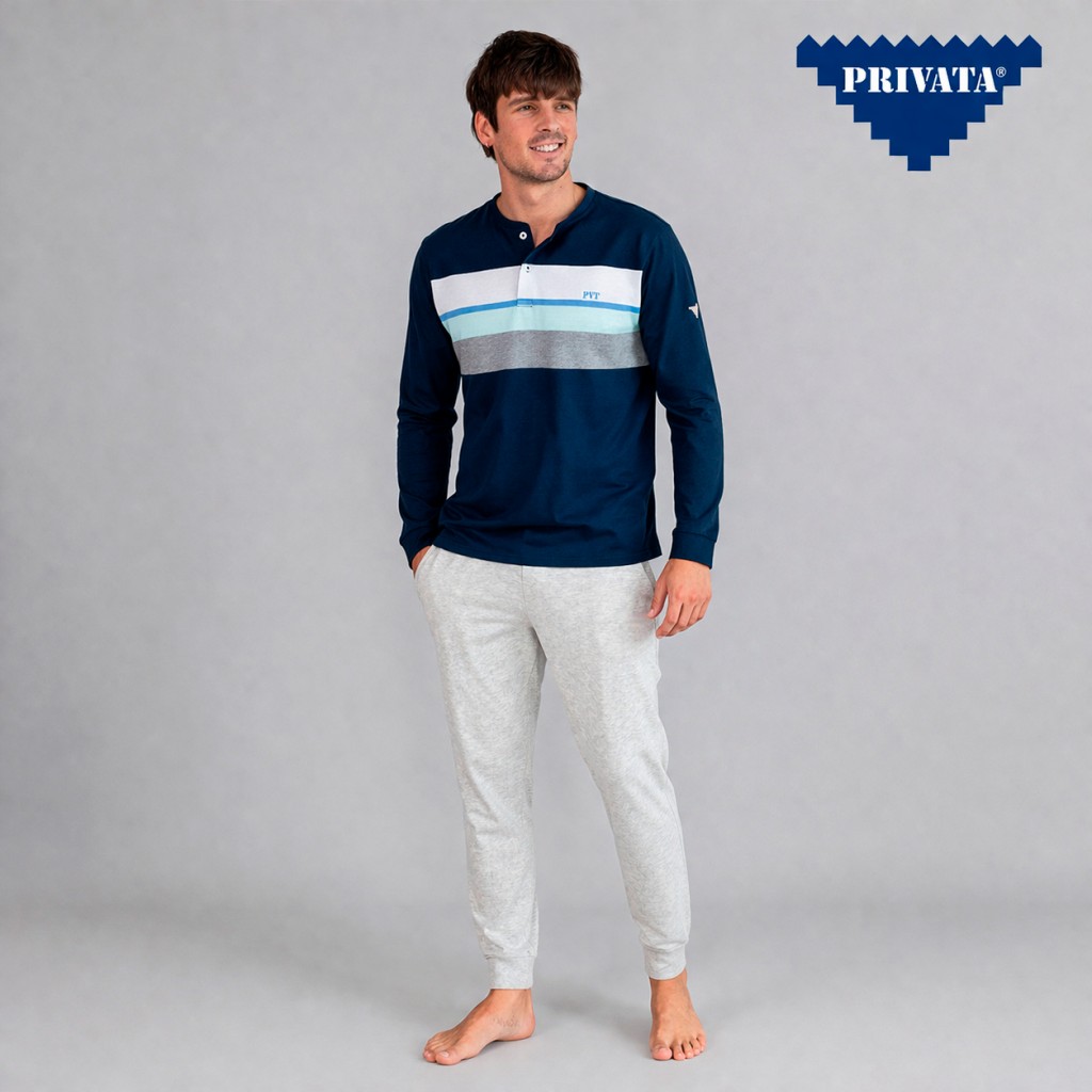 Pijama algod&oacute;n hombre manga larga