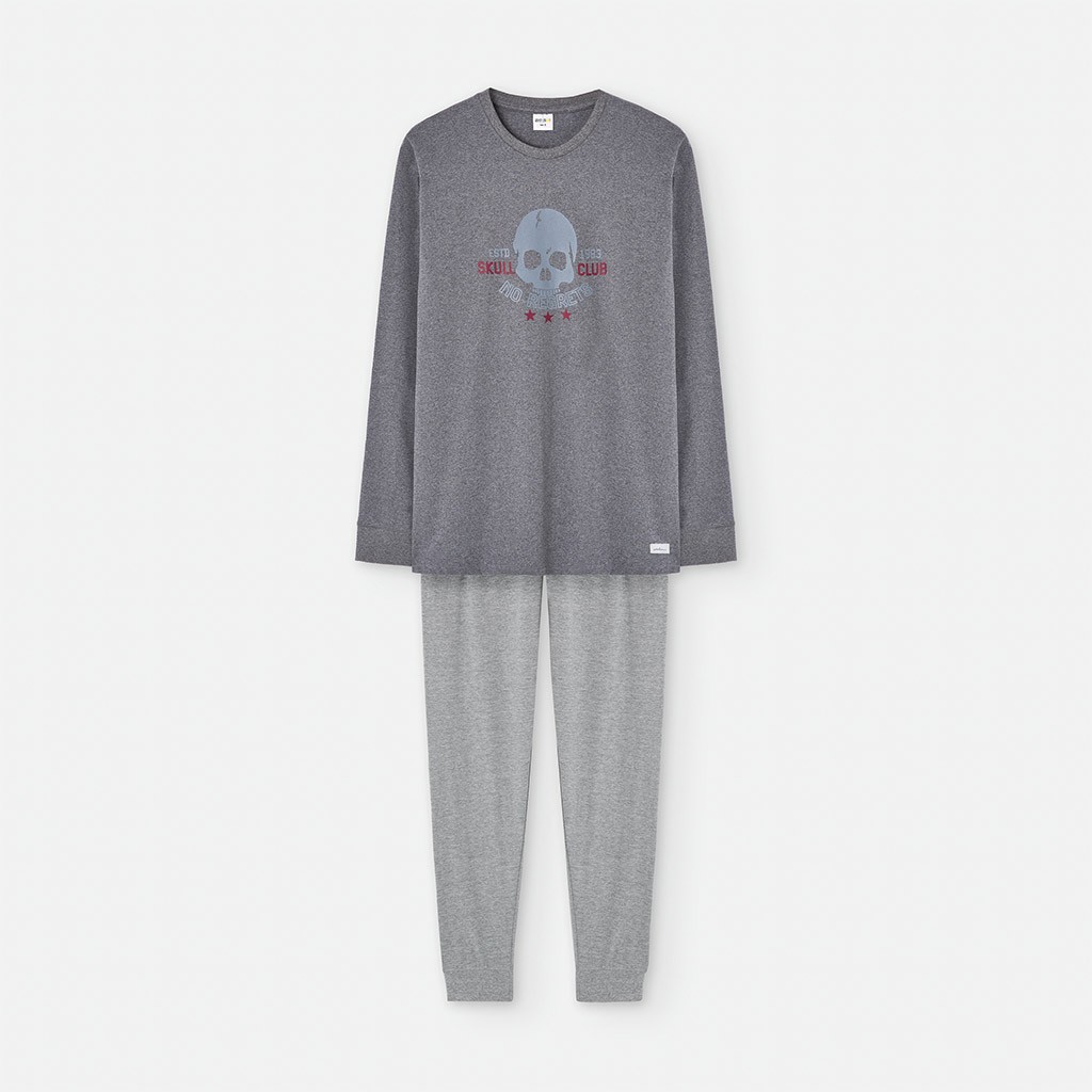Pijama hombre algodón manga larga