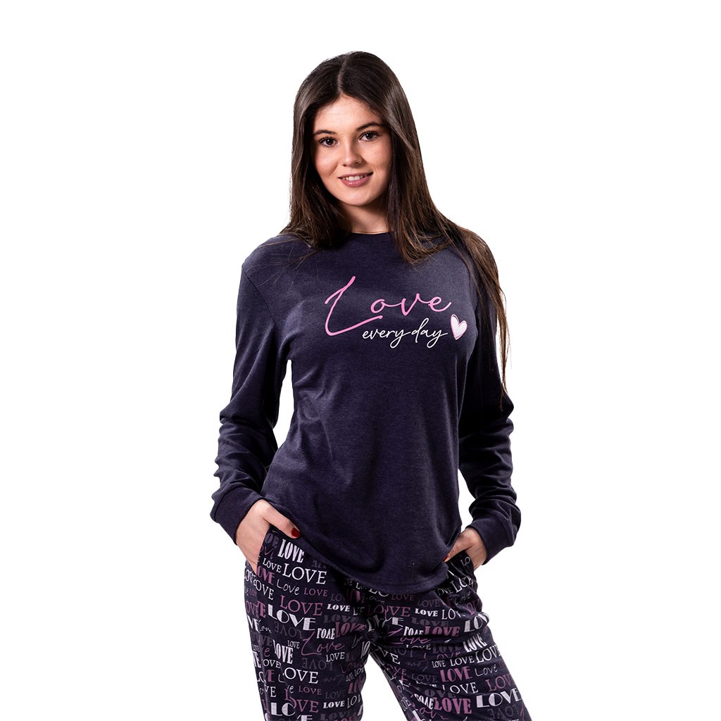 Pijama largo mujer manga larga 
