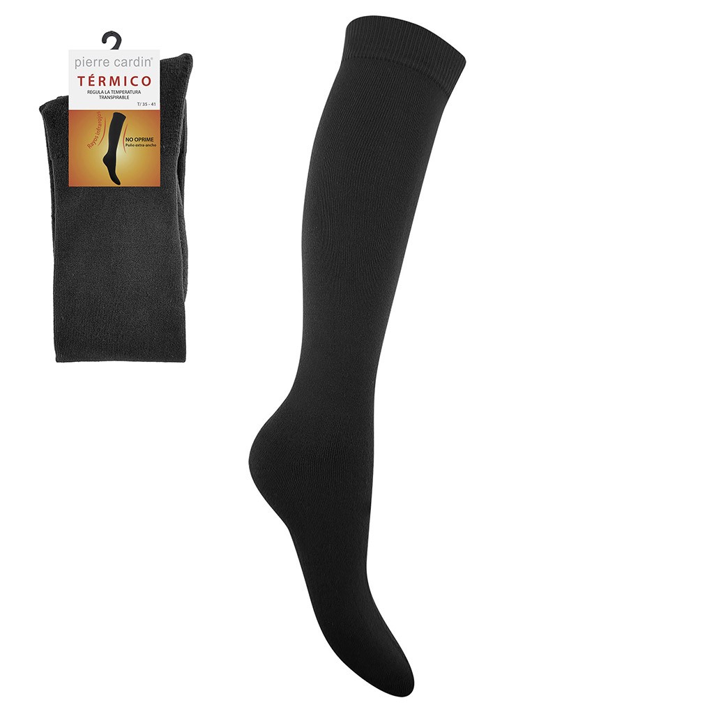 Calcet&iacute;n mujer alto t&eacute;rmico liso expositor 18 par