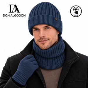 Conjunto de gorro, braga y guantes tactiles caja