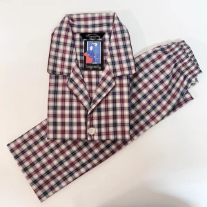 Pijama hombre villela fina con cuadros granates