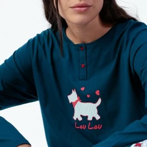 Pijama largo mujer algod&oacute;n perrito Lou Lou