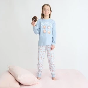 Pijama manga larga ni&ntilde;a dibujo galletas