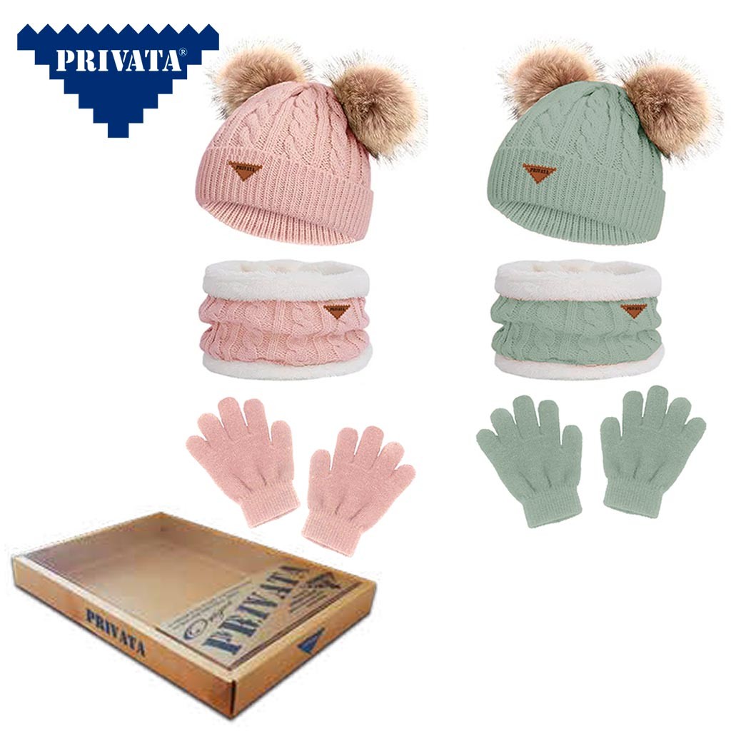 Conjunto niño gorro, guantes y braga cuello Privata