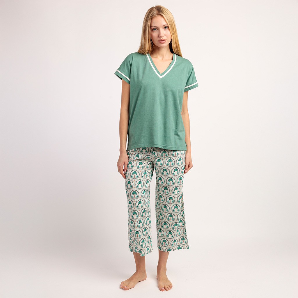 Pijama mujer viscosa pantal&oacute;n capri