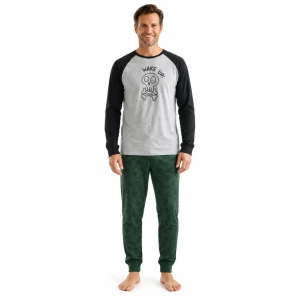 Pijama algod&oacute;n hombre manga larga