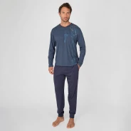 Pijama hombre manga larga tonos azules