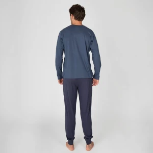 Pijama hombre manga larga tonos azules