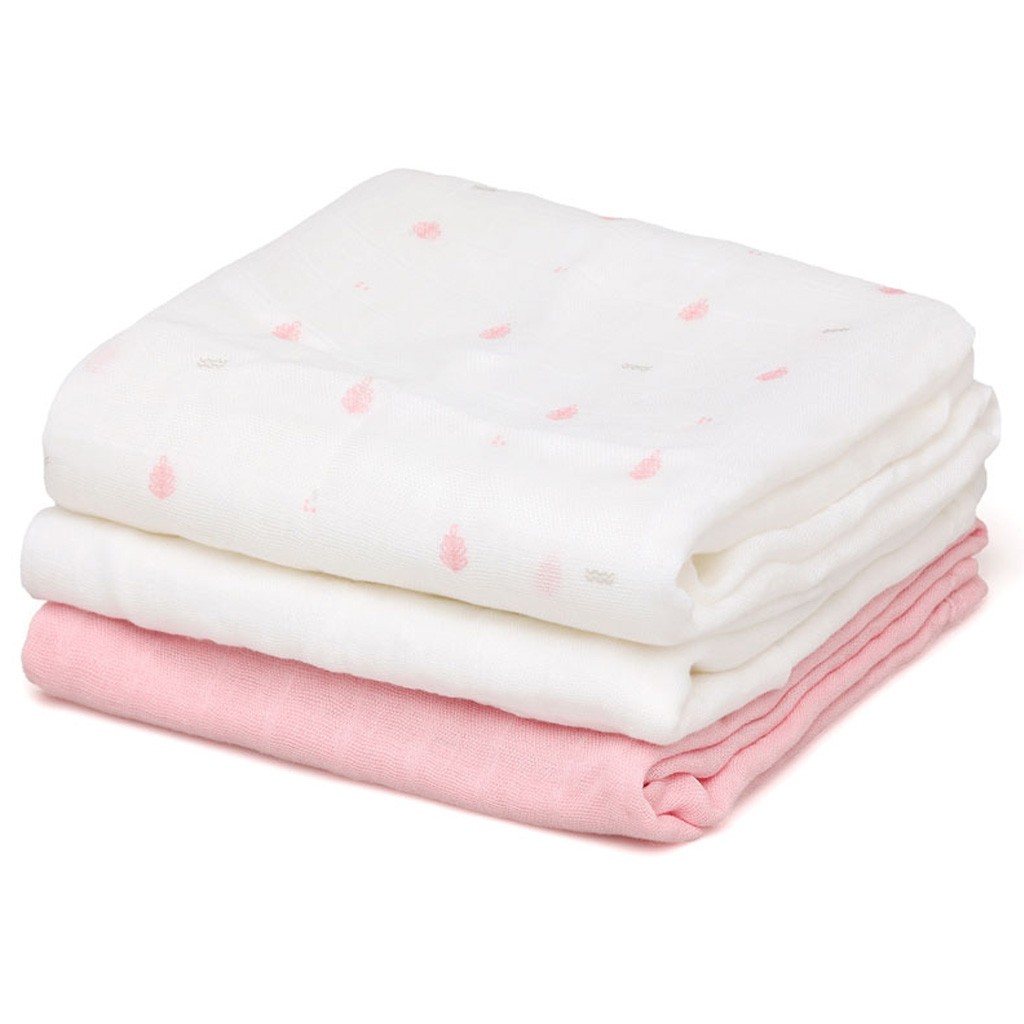 Gasas bebe algod&oacute;n x3 70 x 70 petit moments rosa