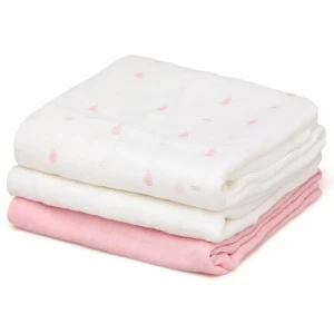 Gasas bebe algod&oacute;n x3 70 x 70 petit moments rosa
