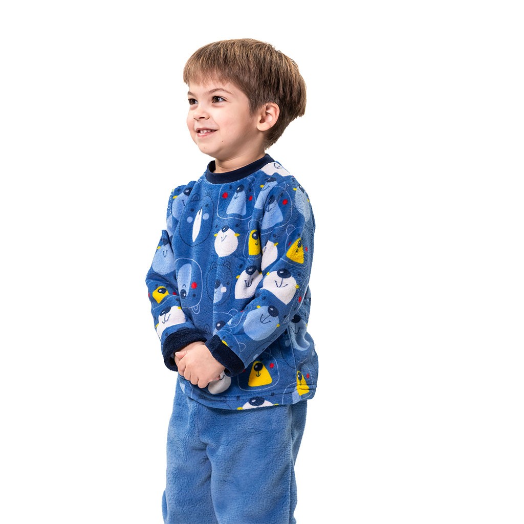 Pijam niño spandex azul manga larga