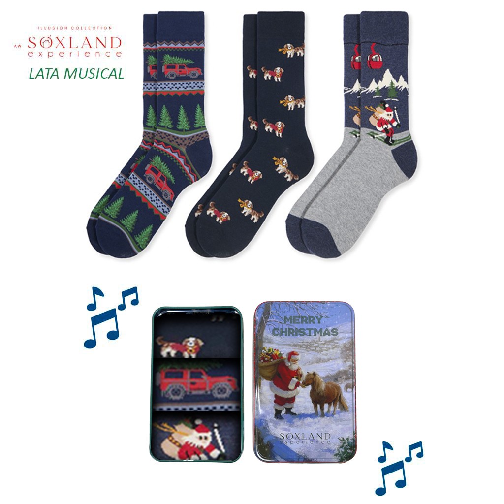 Calcetín regalo hombre lata musical 3 pares