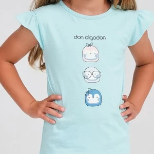 Pijama ni&ntilde;a manga corta estampado caras