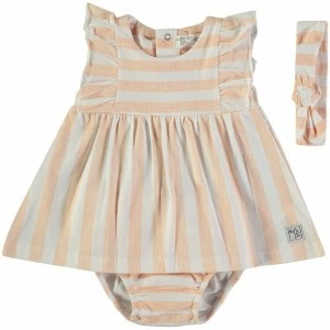 Vestido beb&eacute; algod&oacute;n rayas con braguita