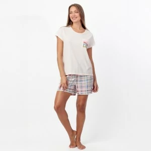 Pijama mujer manga corta pantal&oacute;n cuadros