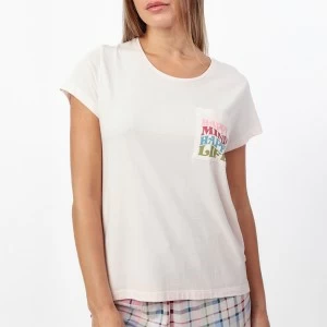 Pijama mujer manga corta pantal&oacute;n cuadros