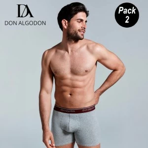 B&oacute;xer hombre x2 algod&oacute;n elastico colores lisos