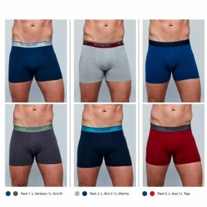B&oacute;xer hombre x2 algod&oacute;n elastico colores lisos