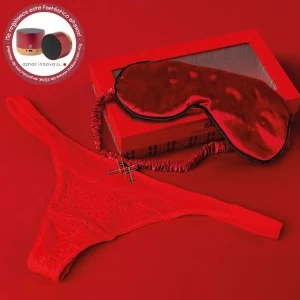 Tanga roja con antifaz en caja regalo lote 6