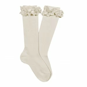 Calcetines altos con lazo y puntilla